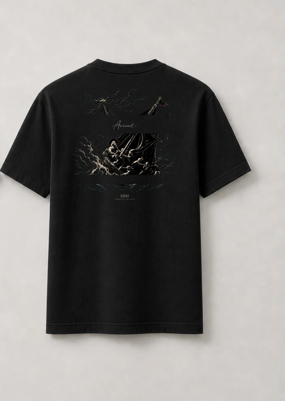 Camisa HYH Tempestade Preta vista de costas
